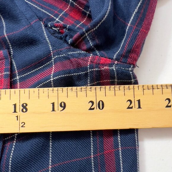 PAIGE Plaid Button Down Shirt Navy Red Long Sleeve Size L - Picture 9 of 10